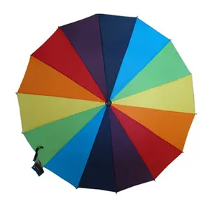 Радужный туристический большой 23 дюйма индивидуальный красочный дизайн с логотипом, непромокаемый прямой зонт для гольфа