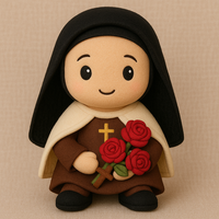 Jouet en peluche religieuse catholique personnalisé poupée en peluche Sainte Thérèse avec roses et croix OEM cadeau religieux pour l'église et l'école
