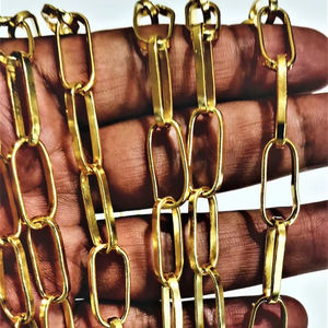 Cadena de eslabones rectangular grande y gruesa chapada en oro de 20mm * 8mm, vendida por pie, fabricación de joyas, cadenas de tarifa al por mayor, llena de oro de 20 Kt - Product Image 1