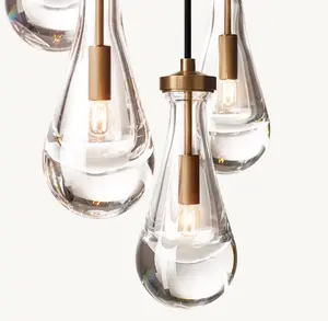 Sunwe Fashion Nordic Brass Metal Water Drop Shape Chandeliers Modern Pendant Lights 18 Inch Rain Round Chandelier