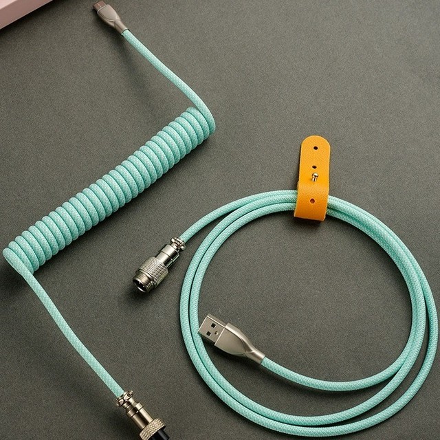 USB C USB Coiled Keyboard Cable Custom Detachable Metal Aviator Nylon Jacket TPU Cable Android Mechanical Gaming Custom Keyboard