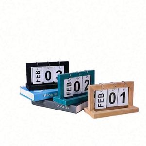 Calendario Perpetuo de Madera Contemporáneo, con Indicador de Mes y Fecha, Organizador de Escritorio, Planificador Diario, Decoración para Oficina y Hogar, Fotografía - Product Image 1