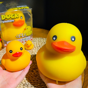Peluche géante en forme de canard jaune en silicone souple anti-stress avec rembourrage liquide en farine. Squishy à remontée lente pour soulager l'anxiété - Product Image 1