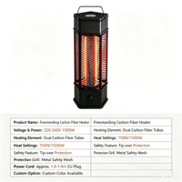 Chauffage d'appoint portable le plus vendu 220-240V 1500W à infrarouge lointain pour usage intérieur, patio, magasin, maison, personnalisation complète prise en charge