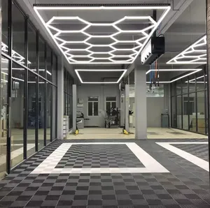 Iluminação hexagonal para barra de luz, design de teto de garagem, estação de lavagem de carro, luz led