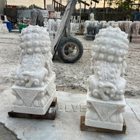 BLVE extérieur jardin décoratif pierre naturelle Lion Statue grandeur nature chinois Foo chien Sculpture