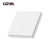 GEYA sakelar lampu nirkabel standar EU 86x86mm Wifi 2 Gang 1 arah sakelar sentuh pintar Wifi sakelar dinding netral dan jalur langsung