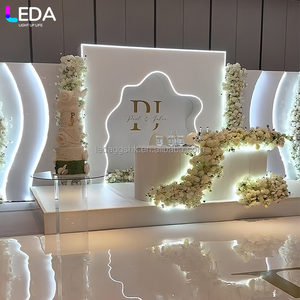 Panneau de fond de scène de mariage moderne simple en acrylique PVC blanc personnalisé LEDA avec décoration d'arche lumineuse LED pour événements - Product Image 6