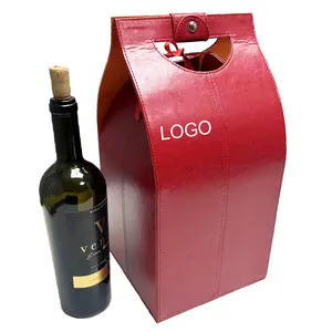 Grande boîte de rangement portable en EVA dur 750ML 4 bouteilles de champagne fourre-tout transportant un porte-bouteille de vin rouge réutilisable sac à vin en cuir