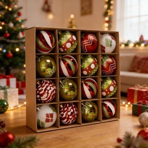 Hot Sale on Stock Rapid Delivery 6cm*16pcs Assorted Color Hand Painted <strong>Christmas</strong> <strong>Tree</strong> <strong>Hanging</strong> Decorative Ball - Product Image 1