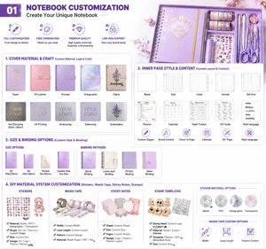 Set Regalo di Cancelleria Personalizzato con Logo, Kit per Journaling con Adesivi, Nastro Washi e Quaderno per Ragazze e Studentesse - Product Image 4