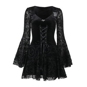 Vestido Largo Sexy y Elegante para Mujer, <span class=keywords><strong>Ropa</strong></span> que Brilla en la Oscuridad, Vestido de Manga Larga, Estilo Gótico Lolita - Product Image 4