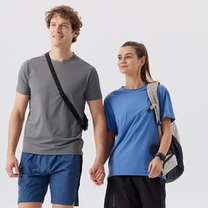 Maillot de sport respirant personnalisé 170 g/m² T-Shirt de randonnée en plein air 85% Nylon 15% Spandex O-Neck pour hommes - Product Image 2