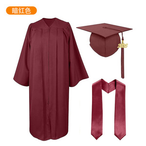 ชุดครุยสำเร็จการศึกษา Jing Zherui สีแดงเข้ม ปี 2026 พร้อมหมวกพู่ห้อยและผ้าคลุมไหล่ สำหรับนักศึกษามหาวิทยาลัย ผู้ใหญ่ ยูนิเซ็กซ์ ชุดนักเรียน - Product Image 1