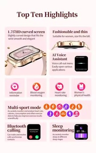 1.75 Inch Fashion Ladies Smart Watches MK88 Heartrate Blood Pressure BT Call Reloj Intelligent Fitness Tracker Watches <b>for</b> Women - Product Image 4