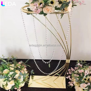 LEDA Bead Curtain <b>Decoration</b> Hot Selling Arc Gold Flower Stand Centerpieces <b>Table</b> for Wedding Events - Product Image 1