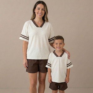Custom logo Mom Toddler Matching Contrast V Neck T Shirt Mommy and <strong>Me</strong> Matching Tee Mother Daughter Son Mama <strong>Mini</strong> <strong>Outfit</strong> - Product Image 2