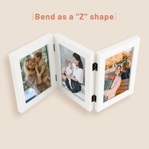 Cadre photo en bambou à <span class=keywords><strong>trois</strong></span> images Long River, écologique, à <span class=keywords><strong>trois</strong></span> volets, avec charnières, pour bureau, <span class=keywords><strong>collage</strong></span>, véritable verre, affichage familial, moderne - Product Image 3