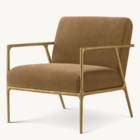 Sillón de Lujo Moderno Nórdico de Alta Gama, Sofá con Estructura de Metal Forjado a Mano, Tapizado, para Comedor