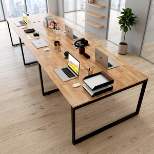 HBRT013-6-Person Modular Minimalist Eco-Friendly Cluster Table 360x120cm Rectangular System Assembled Steel Legs Freestanding - Product Image 3