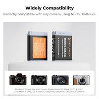 مجموعة بطاريات كاميرا رقمية K&F Concept NB-13L مع شاحن ثنائي الفتحات لكاميرات كانون EOS G7 X Mark II وG7 X