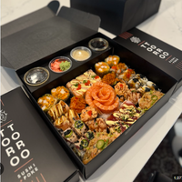 Boîte alimentaire pliable personnalisable en papier, jetable, 100% compostable et biodégradable, pour sushi, boulangerie, à emporter, avec gaufrage et pelliculage mat