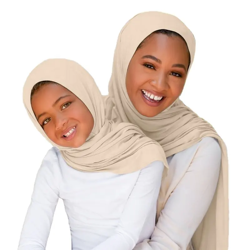 Wanyi hijab scarf factory supply high quality muslim women and kids one loop cotton jersey instant hijab