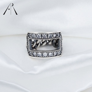 <span class=keywords><strong>Vantage</strong></span> Punk Trendy Hip Hop Street Style forma cuadrada con piedra de circón hueco S925 anillos de ley - Product Image 5