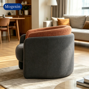 Fauteuil de salon moderne en tissu bouclé bicolore pour salon, chambre, salle à manger, hôtel, appartement - Product Image 2