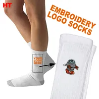 HT-201 hochwertige Zoll Terry Tube Socken Logo benutzer definierte Jaquard Socken Geschenk benutzer definierte Socken Stickerei