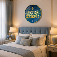 Horloge murale islamique, mosquée, Shahada, calligraphie arabe, cristal acrylique brillant noir or, décoration d'intérieur, art moderne, grand cadeau