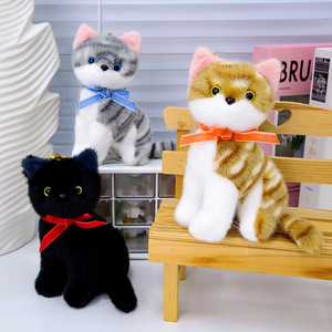 ตุ๊กตาแมวจำลองขนาด 18/25 ซม. ตุ๊กตาแมวสีเทา ตุ๊กตาแมวสีส้ม แมวสีดำขาว ลายดอกไม้สามดอก ตุ๊กตาแมวเหมือนจริง - Product Image 3