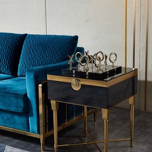 Retro phong cách cao cấp bên bảng sang trọng vuông nhỏ cuối bảng màu thép kính bảng với ngăn kéo - Product Image 3