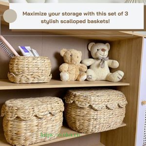 Wholesale Price Water Hyacinth Scalloped Flower Storage <b>Basket</b> Organizing <b>Basket</b> Water Hyacinth <b>Bathroom</b> <b>Basket</b> - Product Image 6