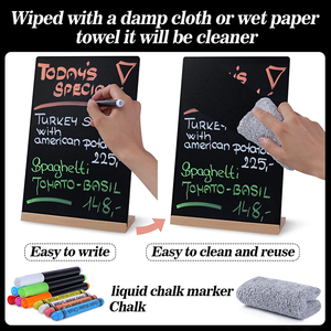 Countertop tái sử dụng đôi hai mặt bảng phấn nhỏ ký menu bảng phấn với đế bằng gỗ - Product Image 4