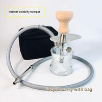 Kit Chicha Portable Mini en Verre avec Sac de Transport, Pièces en Acier Inoxydable, Tuyau Unique pour Salons de Chicha et Bars, Vente en Gros