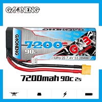 بطارية ليثيوم بوليمر GNB GAONENG 7200 مللي أمبير 7.4 فولت 2S 90C 5.0 مم بغلاف صلب لسيارات التحكم عن بعد وقوارب الانجراف بمقياس 1:10