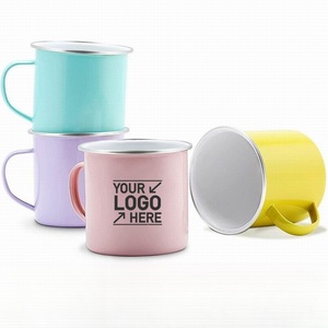 Logo personnalisé/impression de tasse de camping en émail en métal avec bord en acier inoxydable pour les cadeaux d'affaires tasse de cadeau de café en émail de Noël - Product Image 1