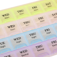 Pastillero Semanal de 7 Días con 28 Compartimentos, Organizador Versátil de Plástico para Medicamentos, Precio de Fábrica