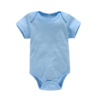 Pabrik ODM Rajutan Musim Semi 3-24B Bayi Baru Lahir untuk Romper Lengan Pendek Warna Polos dengan Kancing Tekan