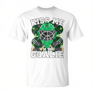 Camiseta de hockey sobre hielo Kiss Me I'm The Goalie St Patricks Day para niños - Product Image 2