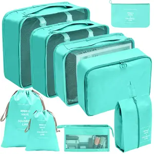 Novo design entrega rápida bagagem viajando saco conjunto logotipo personalizado organizador dobrável embalagem cubos toiletry couro