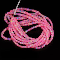 Collier de perles d'opale rose naturelle d'Éthiopie, qualité AAA, forme Rondelle unie, 3-5mm, 16 pouces, pour la fabrication de bijoux, bracelets et colliers