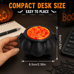 Ornement de bureau LHENGTT Caldeirons de Sorcière Noirs, Pot en PLA Imprimé en 3D avec Couvercle Texturé Orange, Unisexe, 8-13 ans, pour Décoration de Bureau - Product Image 5