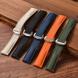 JUELONG <span class=keywords><strong>Bracelet</strong></span> de montre FKM à texture de tissu 20mm 21mm 22mm <span class=keywords><strong>Bracelet</strong></span> de montre en caoutchouc fluoré à dégagement rapide - Product Image 1