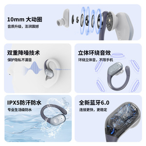 BSiNFn Hang Ear Wireless <b>Bluetooth</b> Earphone IPX6 Waterproof Long Battery Life Sports Earphones - Product Image 2
