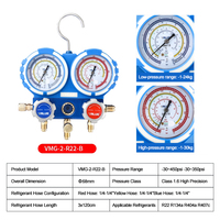 Tube de remplissage de liquide pneumatique VALUE VMG-2-R22-B OEM, double manomètre de fluorure, pour climatisation automobile et réfrigérant