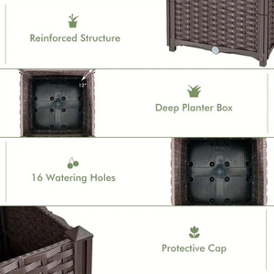Jardinera Elevada para Plantas de Exterior con Rejilla Marrón y Tapón de Drenaje, con Macetas Grandes - Soporte Integrado para Plantas Trepadoras - Product Image 3