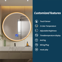 Specchio rotondo da bagno con cornice in oro Hotel di lusso Smart Anti nebbia specchio retroilluminato a Led specchio per il trucco Touch Screen