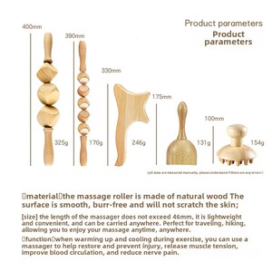 Taza de masaje de terapia <span class=keywords><strong>sueca</strong></span> de madera de haya, palo rodante de tendón, tablero de raspado, conjunto de masajeador de cabeza de seta para el cuerpo - Product Image 4